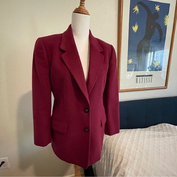 Talbots 100% Camel Hair Blazer Made in Italy Berry Single-Breasted Petite Sz 4 - Picture 1 of 6